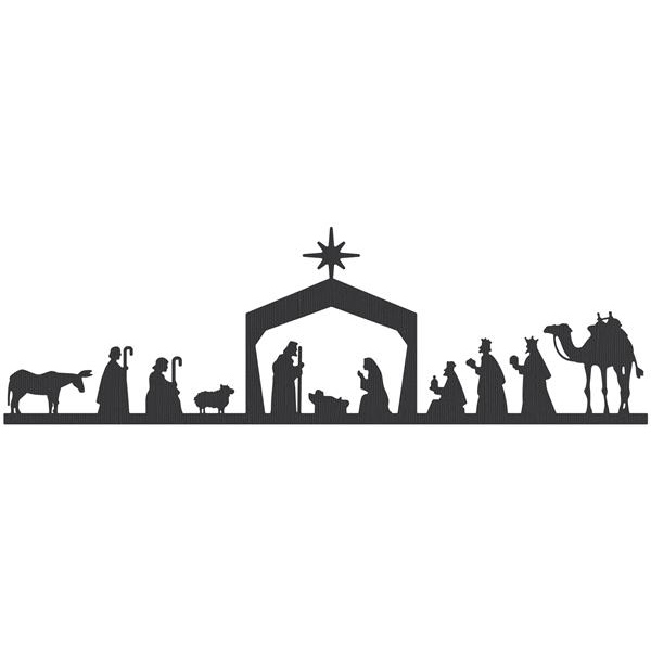 christmas cliparts black and white nativity scene