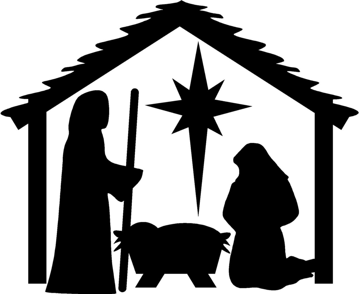 Nativity black and white christmas nativity clipart black