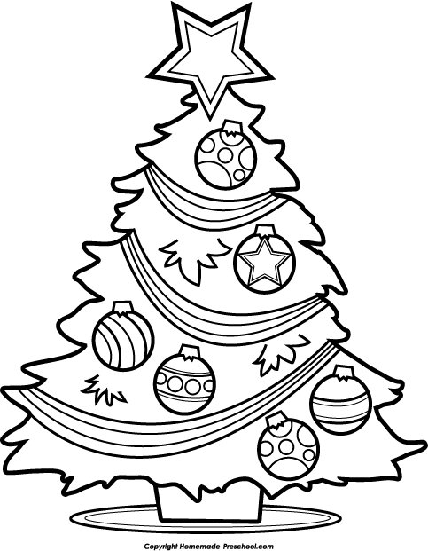 Christmas Tree Clipart Black And White