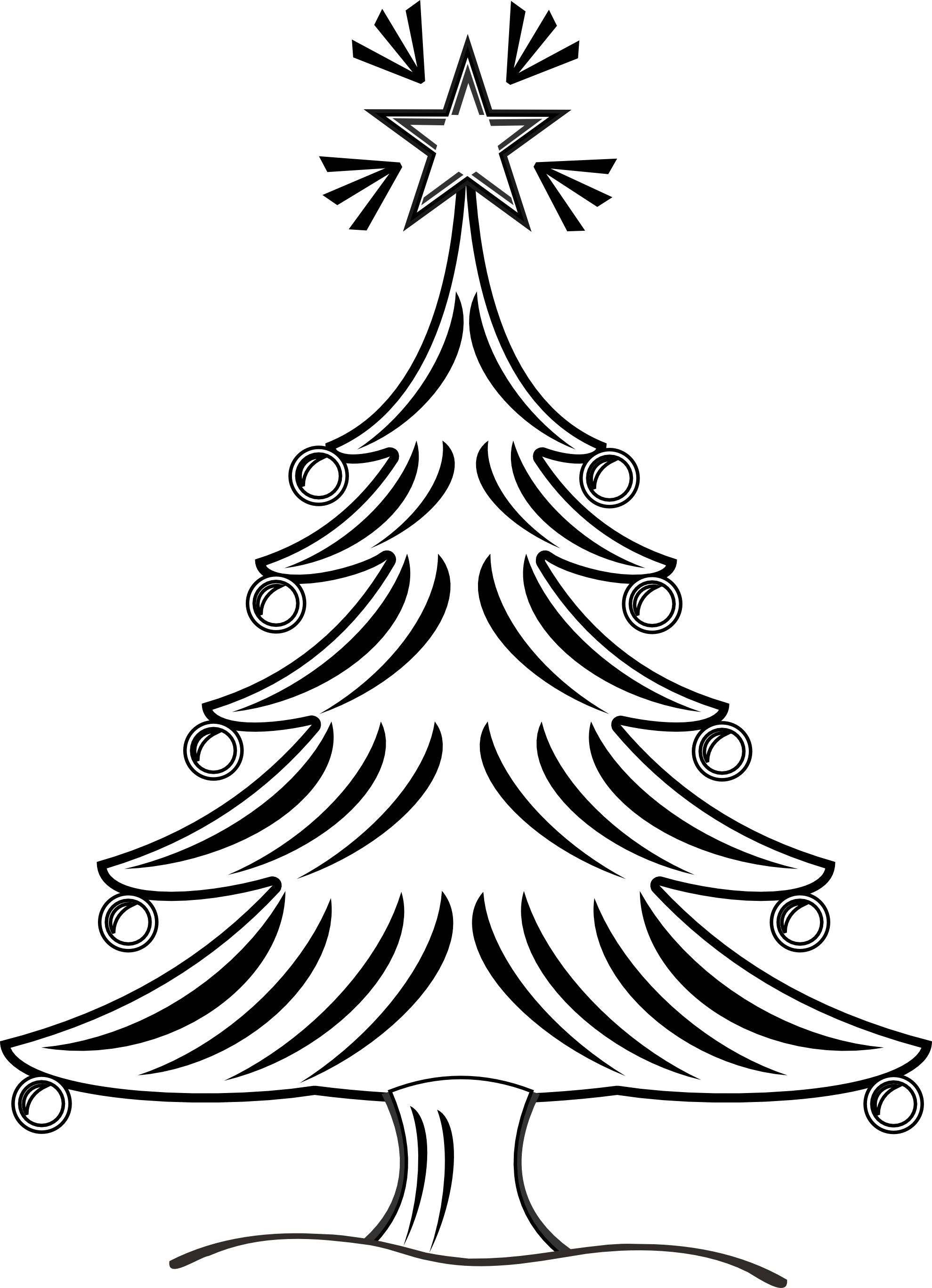 christmas cliparts black and white tree