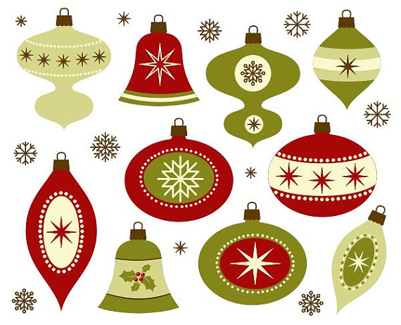Retro Christmas Decoration Clip Art New Year by YarkoDesign
