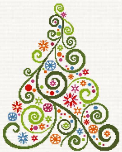 Abstract Christmas Tree Cross Stitch Pattern
