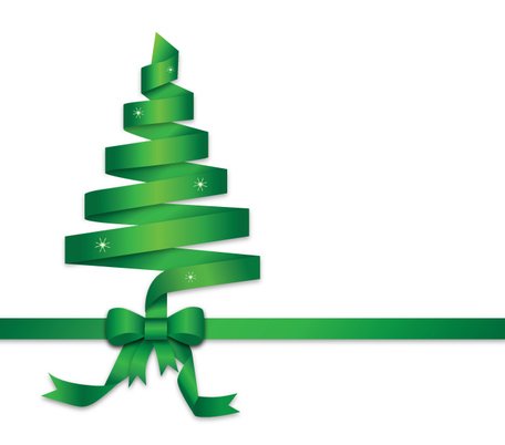 Free Green Ribbon Christmas Trees Clipart and Vector