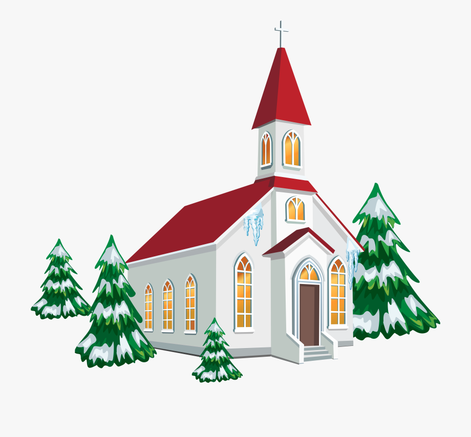 Winter Church With Snow Trees Png Clipart Image