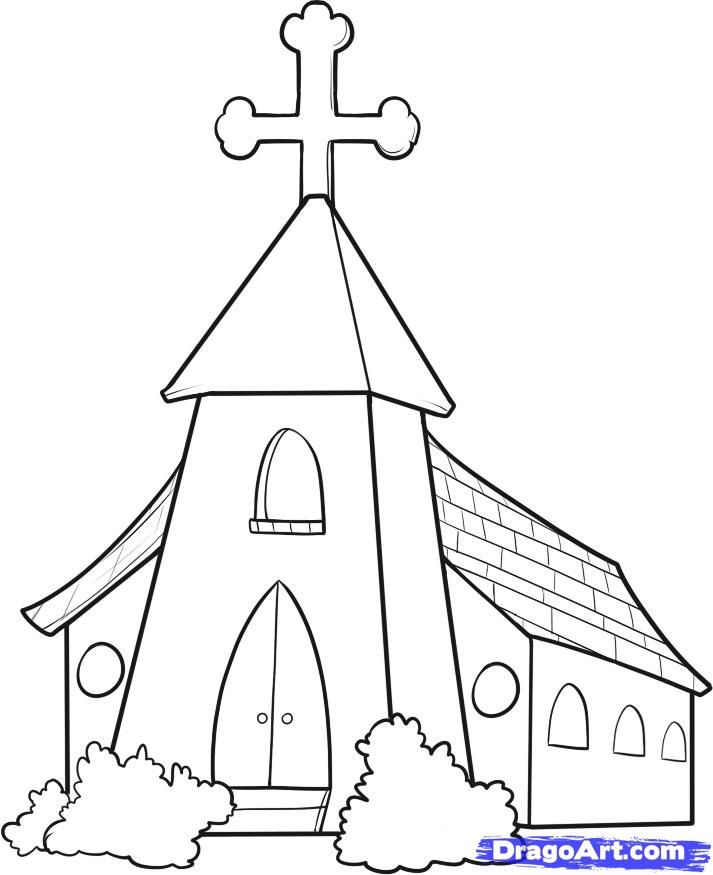 How draw church.