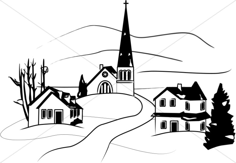 Little Town in Winter Clipart