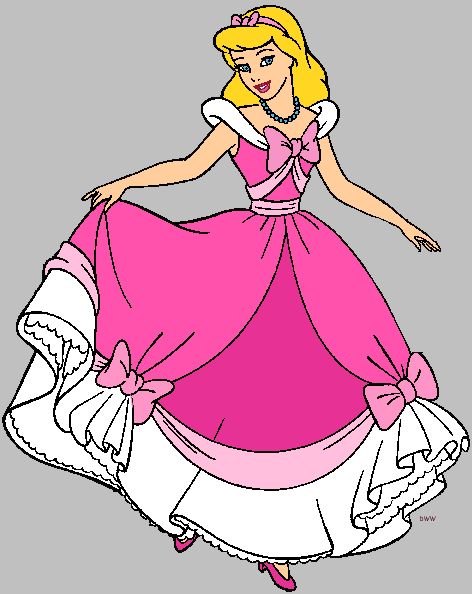 Cinderella pink dress clipart
