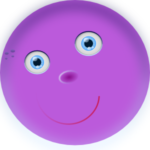Round purple face.