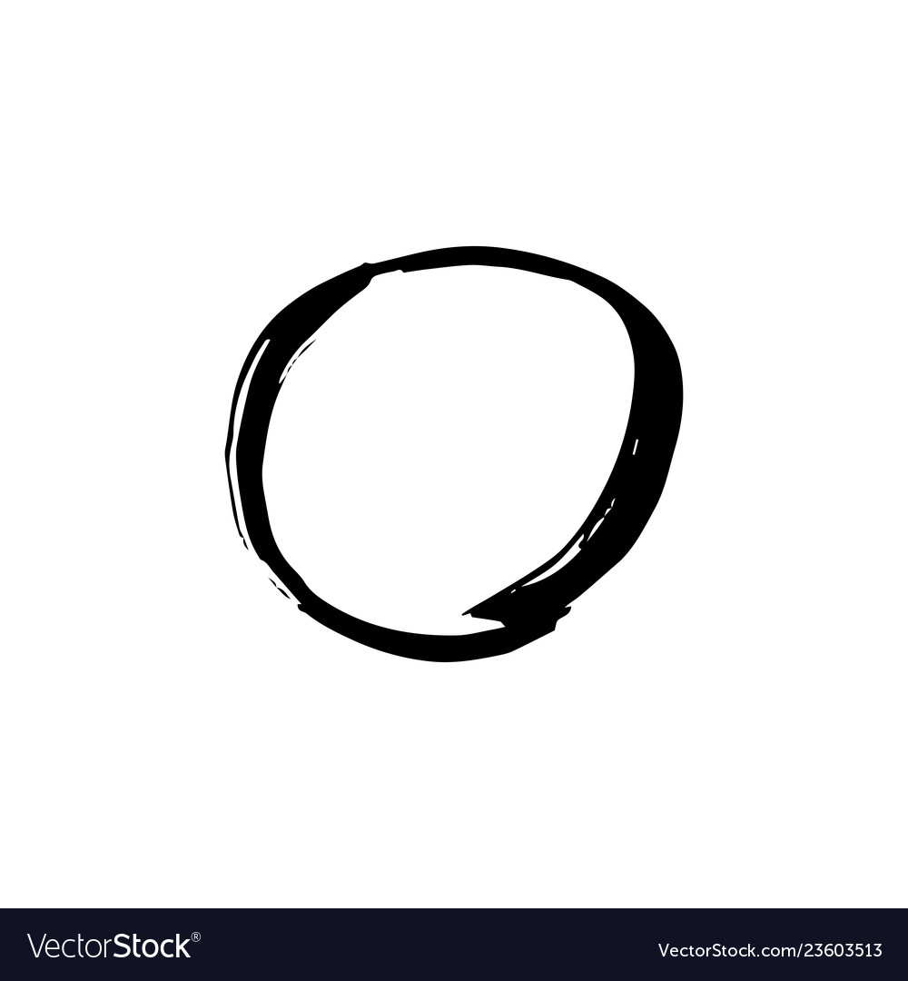 Rough hand drawn circle black isolated