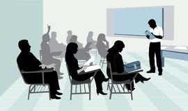 College students in classroom clipart