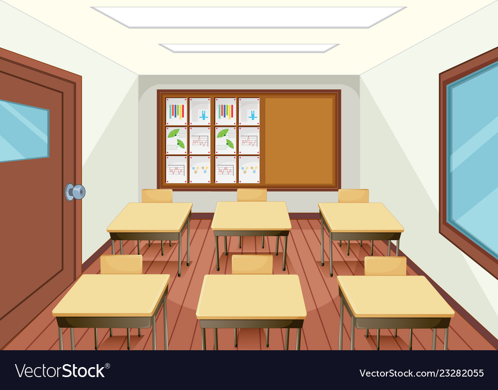 Empty classroom interior.