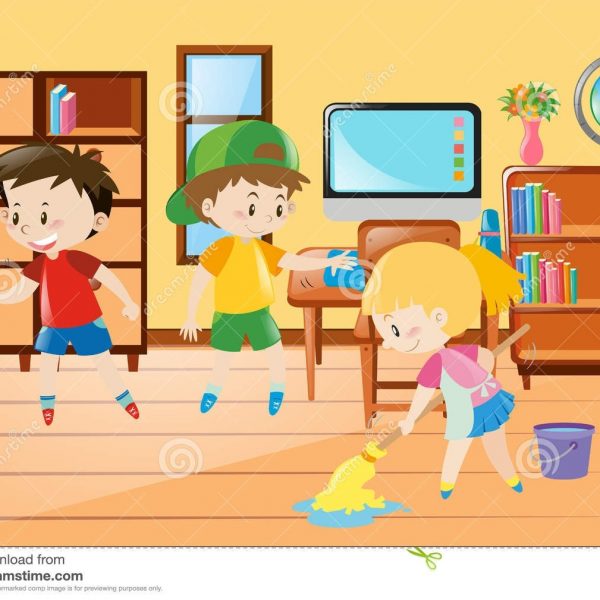 Clipart Kids Cleaning Classroom with Kids Cleaning Up