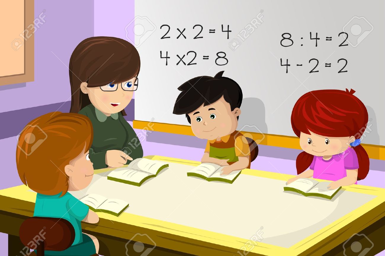 Clipart children sitting in math class