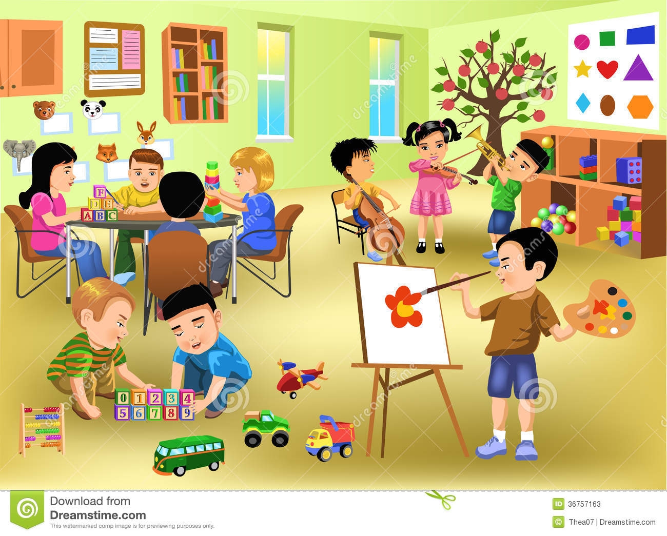 Preschool classroom clipart.