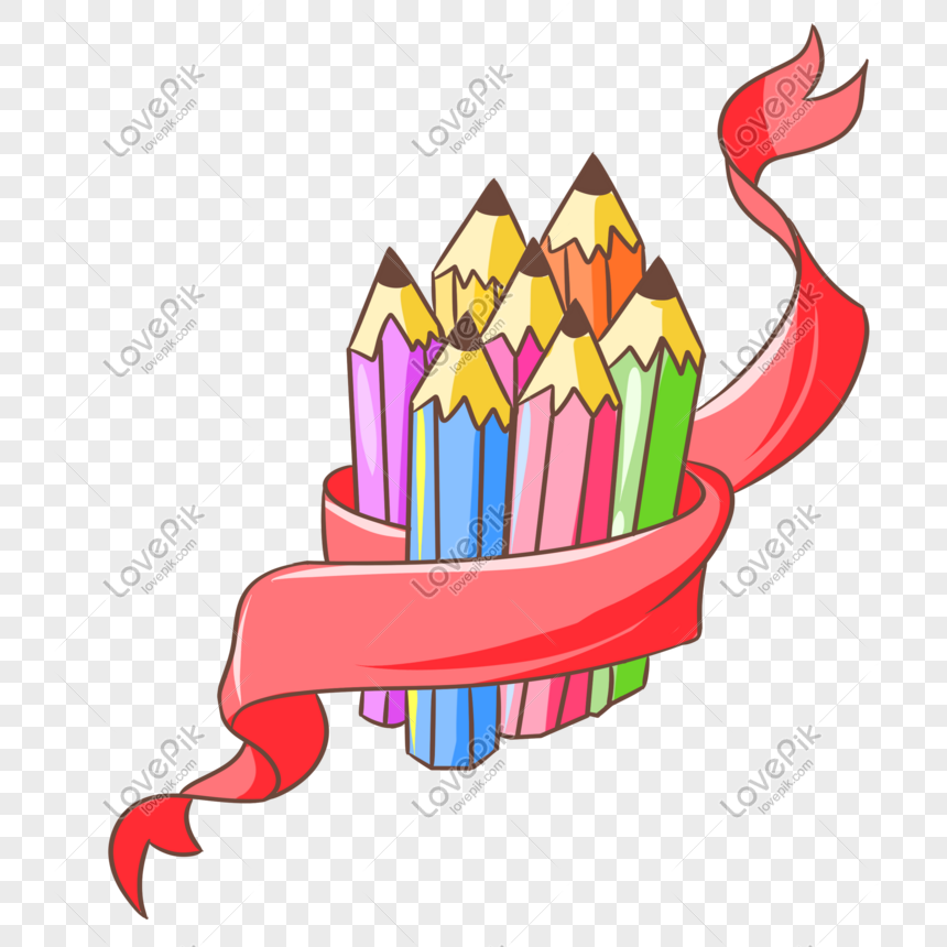 Pensyarah siri alat tulis warna pensil tangan digambarkan
