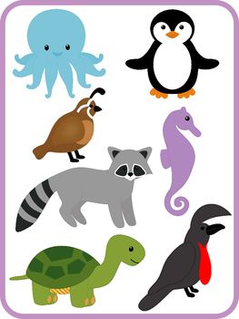 Clip Art Alphabet Animals Color and B,