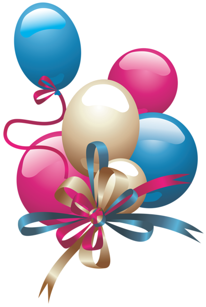 PINK, BLUE AND WHITE BALLOONS CLIP ART
