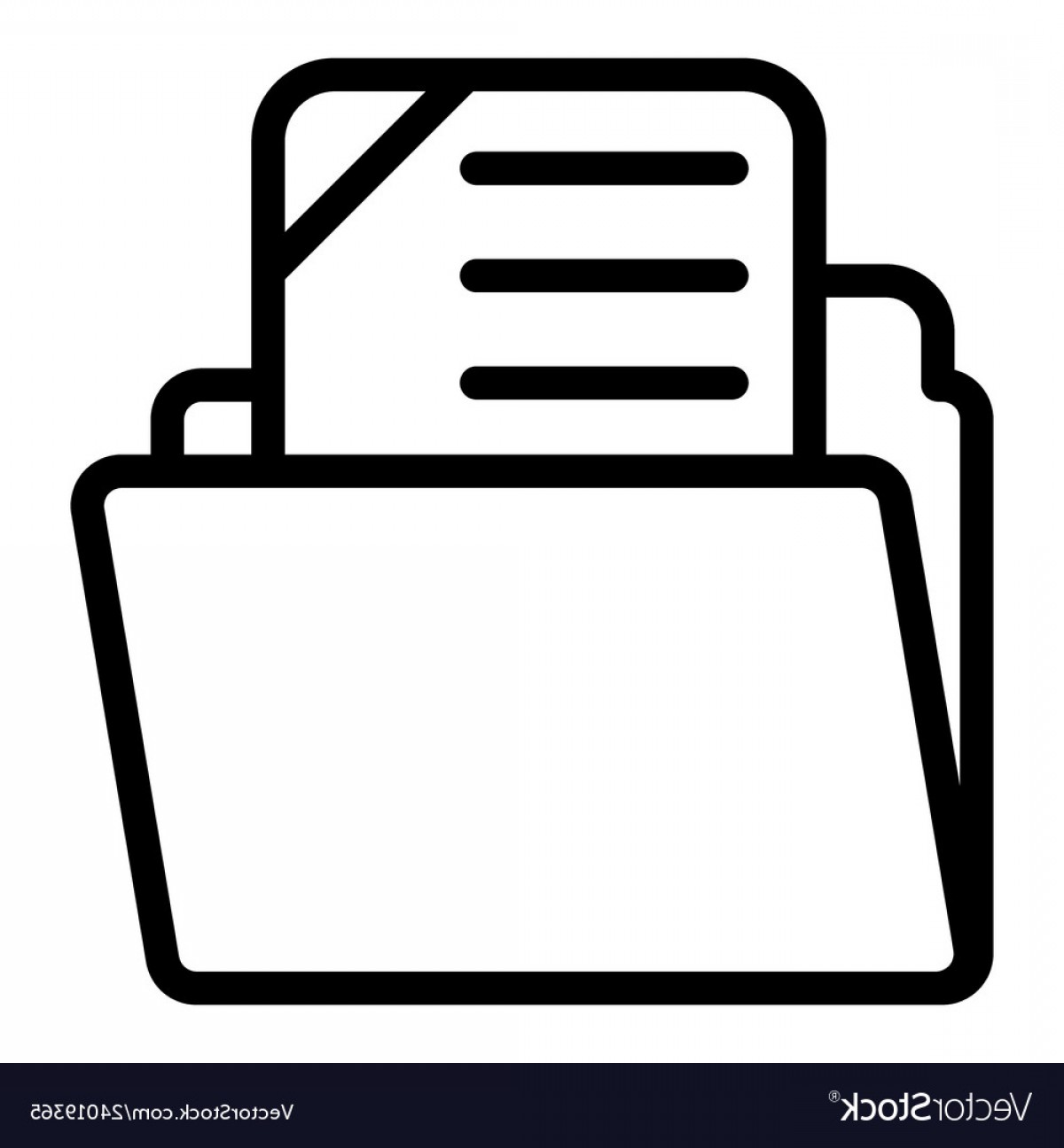 File Folder Line Icon Archive Vector