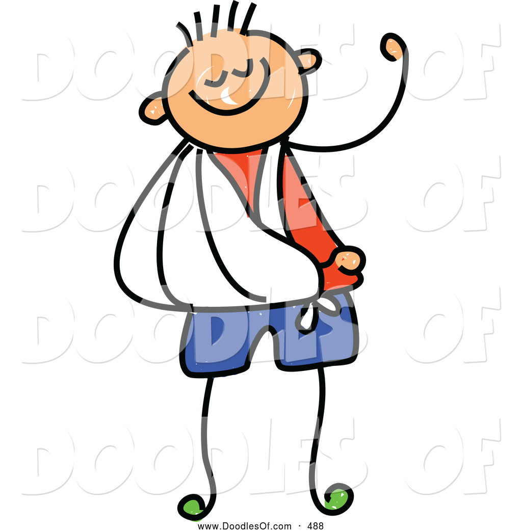 Vector Clipart of a Cute Childs Sketch of Strong Boy with