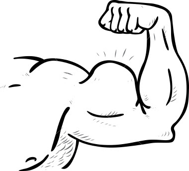Flexing arm muscles.
