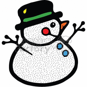 Snowman with Stick Arms and a Carrot Nose and a Black Hat clipart