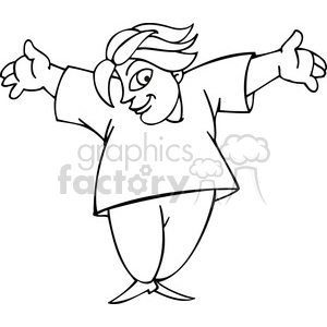 Black and white clip art of a man with his arms wide open clipart
