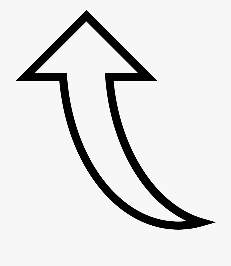 Curved white arrow.