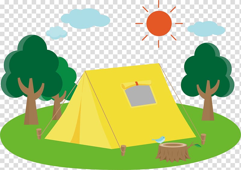 Yellow tent illustration, Camping Campsite , camping