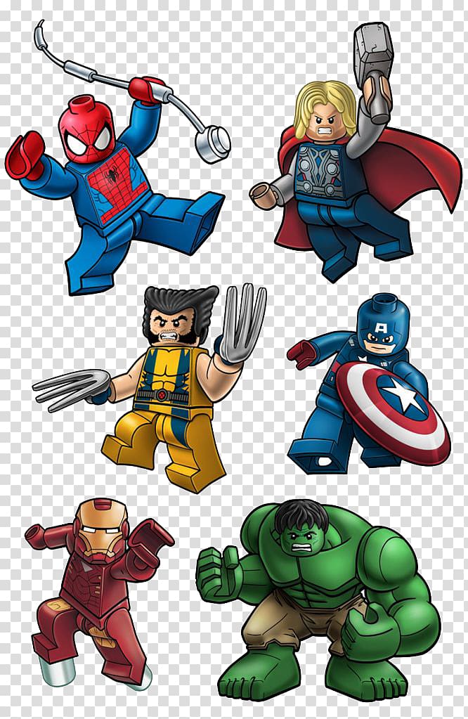 Six superheroes lego.