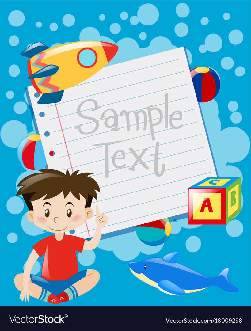 Paper design with boy and toys background