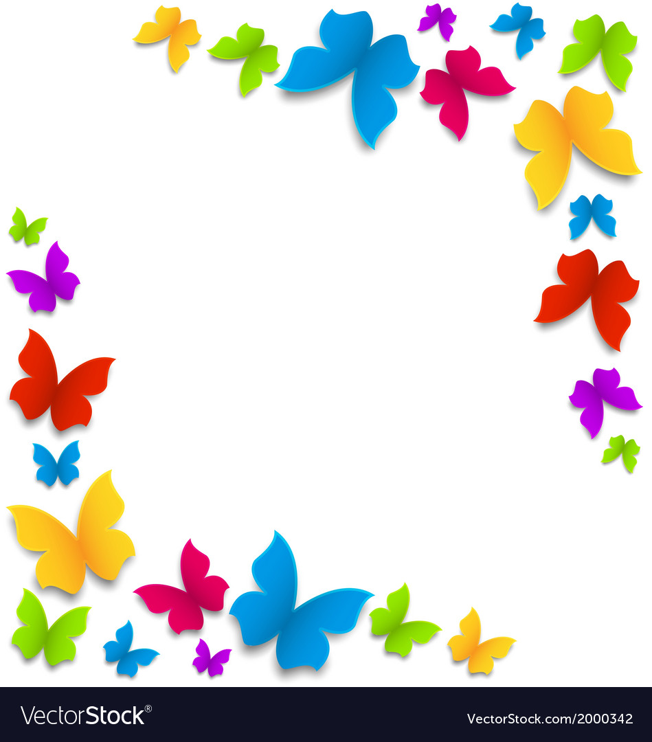 Spring background with painted butterflies border