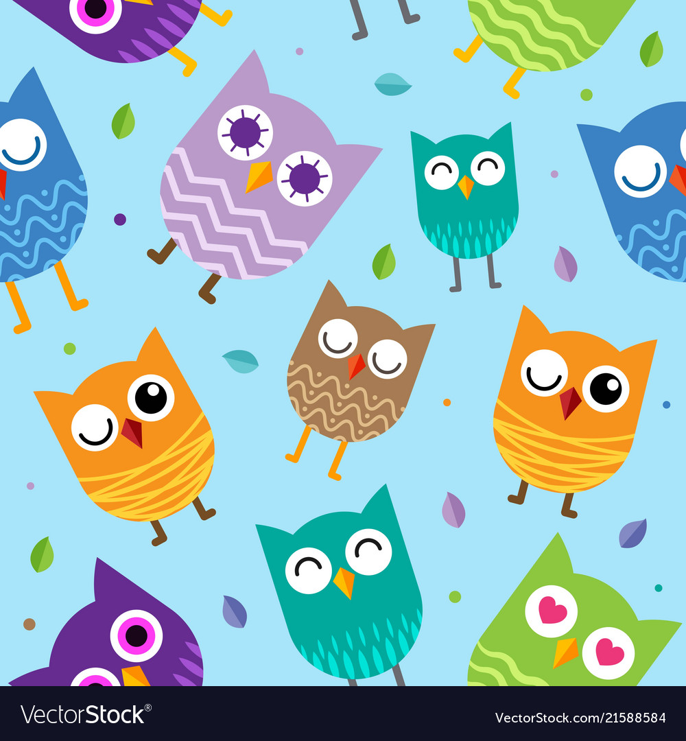 Cute owl seamless pattern background design