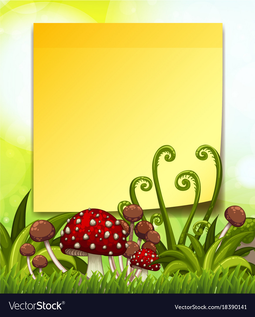 Yellow paper with garden background