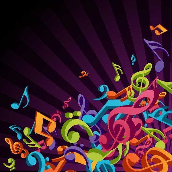 3D Colorful Music Vector Background Free vector in