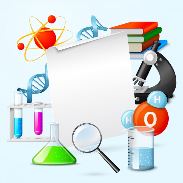 Science background with colorful items Vector