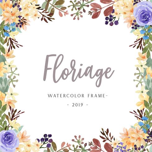 Watercolor florals with text frame border, lush flowers
