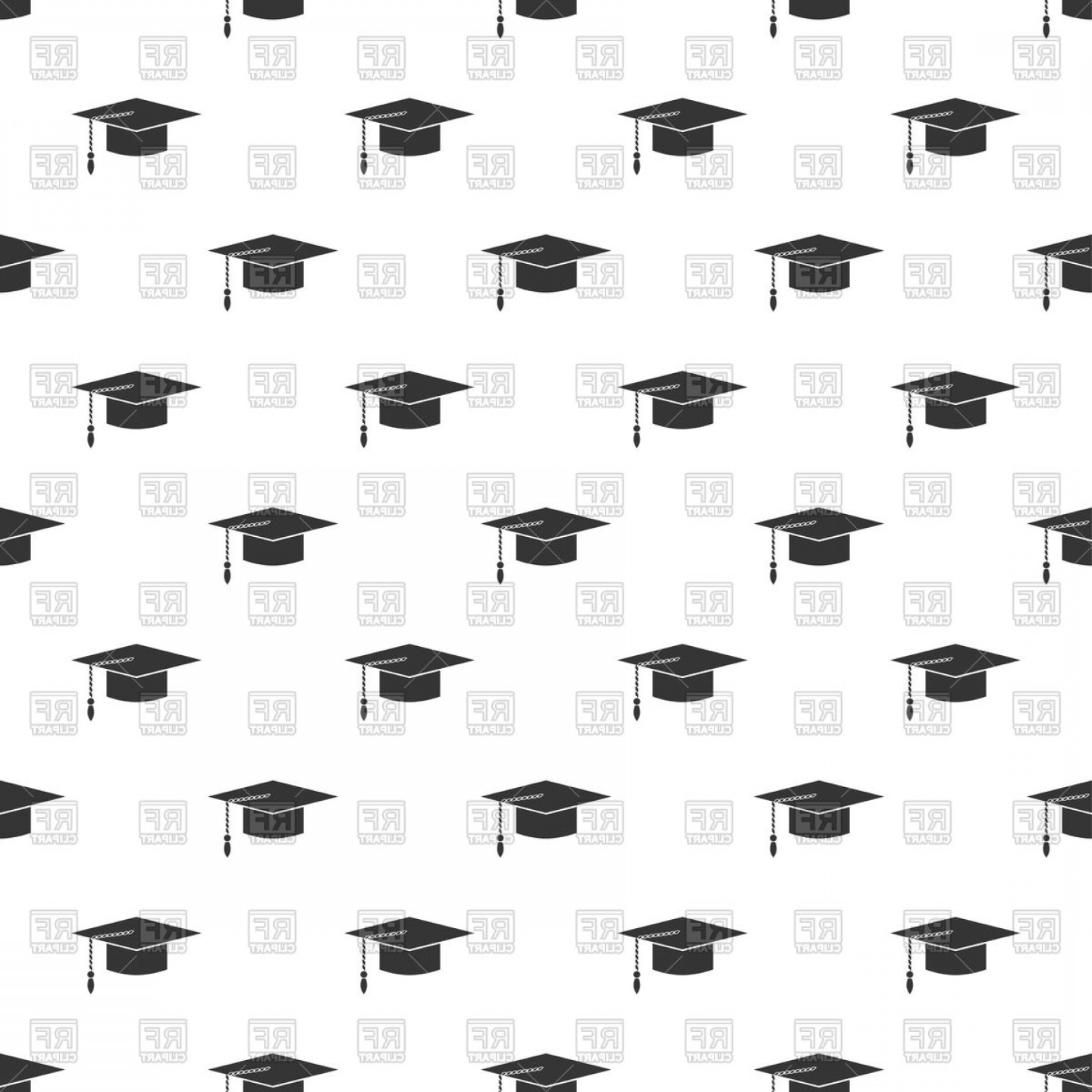 Graduation Cap Seamless Background Vector Clipart