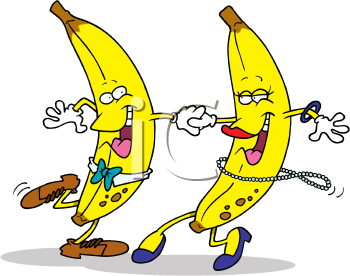 Royalty Free Clipart Image of Dancing Bananas