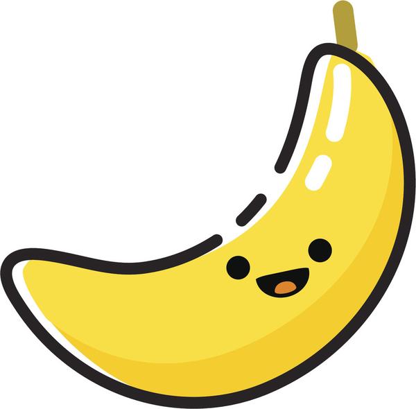 Clipart banana kawaii.