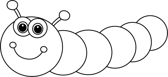 Black and White Cartoon Caterpillar