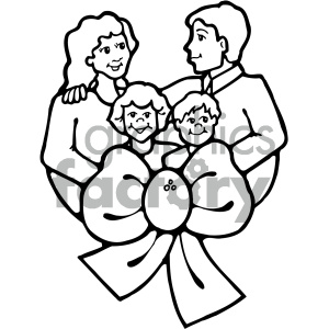 Black and white family vector art clipart