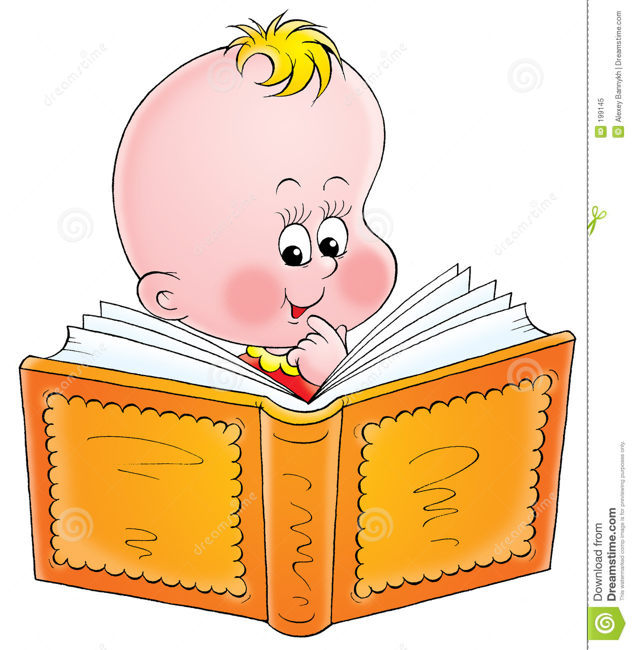Baby with book clipart