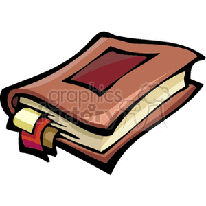 Old brown book with bookmarks sticking out of it clipart