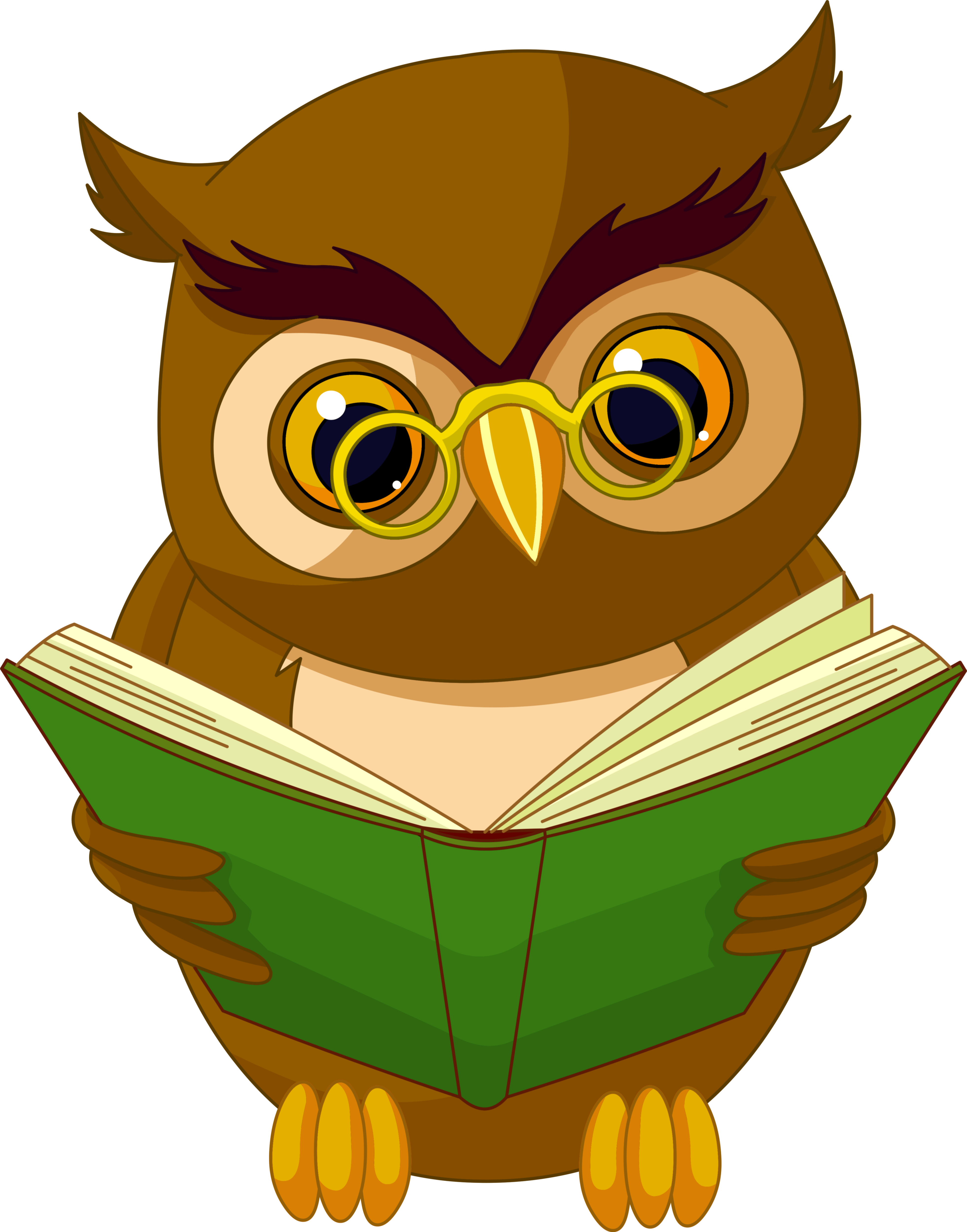 Transparent Owl with Book PNG Clipart Picture