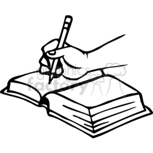 Hand writing in a book clipart