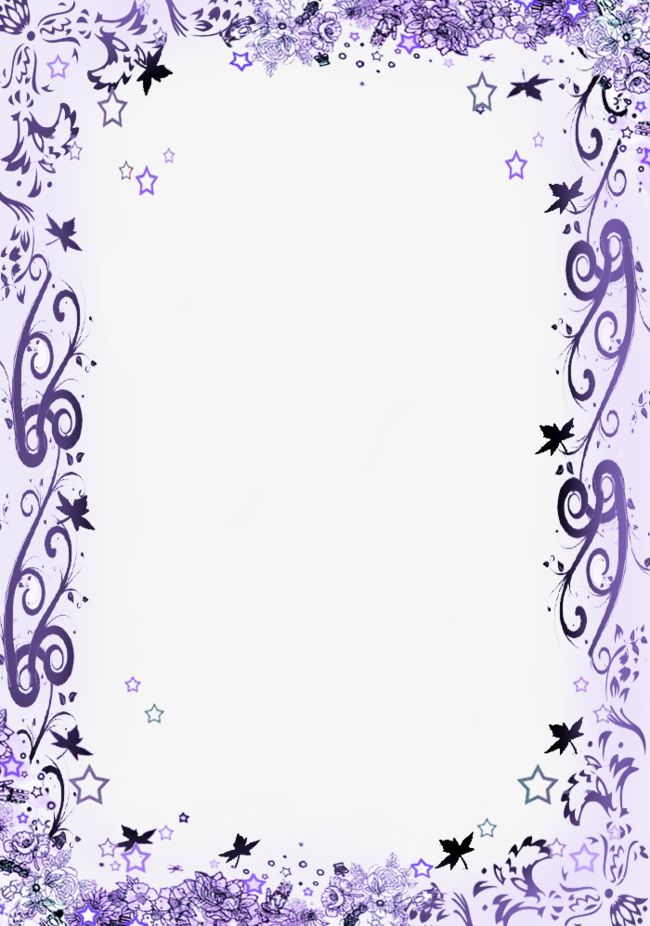 Creative Small Leaves Of Purple Stars Border PNG, Clipart