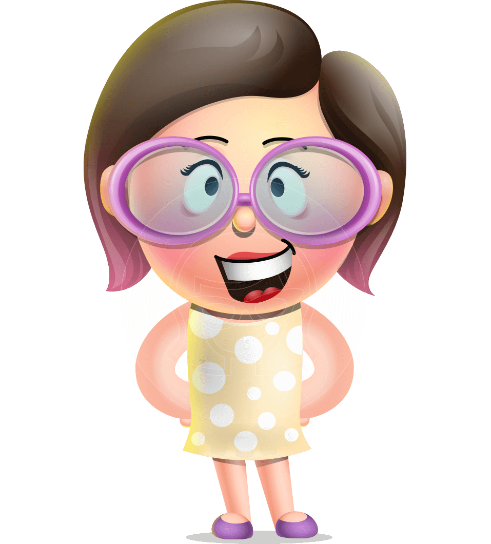 Girl with Polka Dot Dress Cartoon