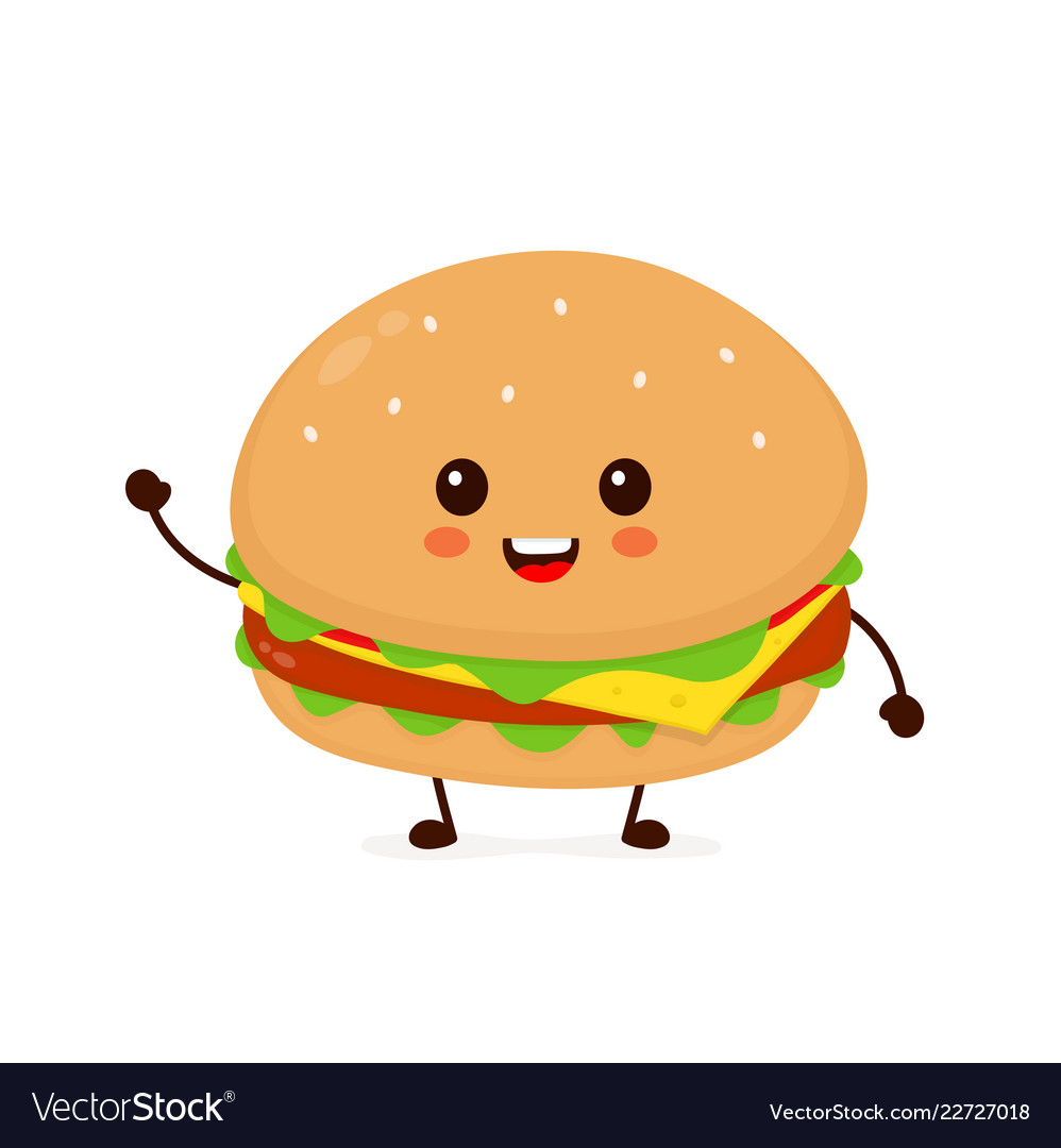 Happy smiling funny cute burger vector image