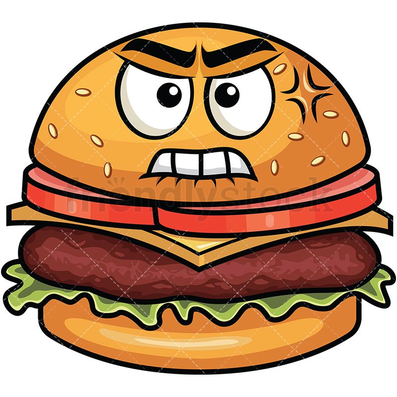 Angry hamburger emoji.