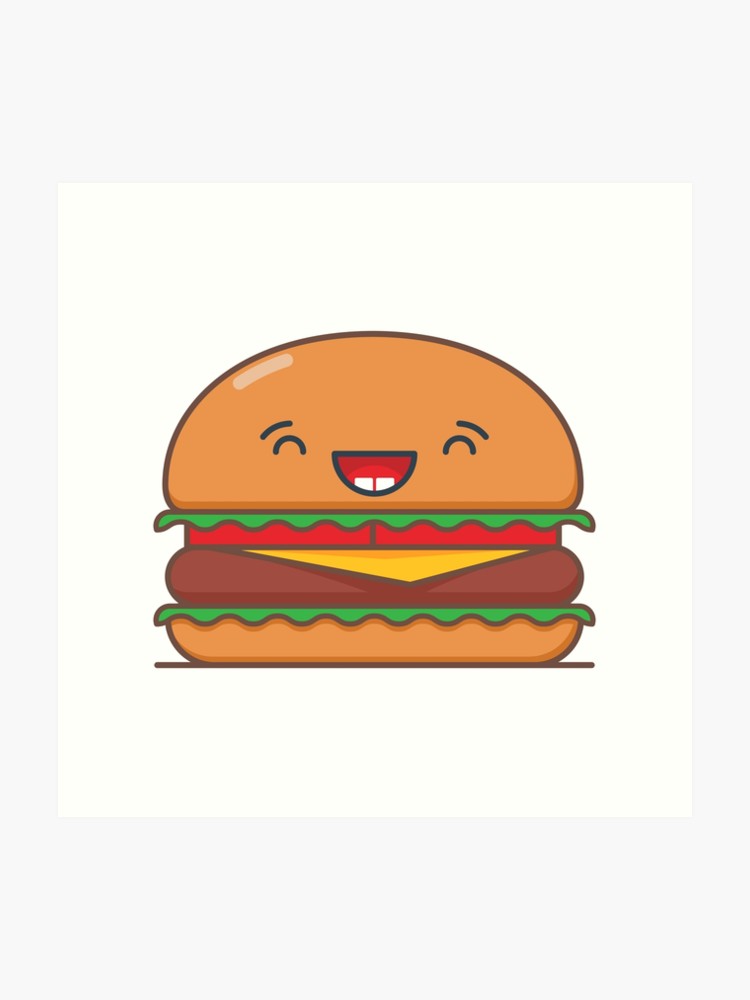 Laughing kawaii burger.
